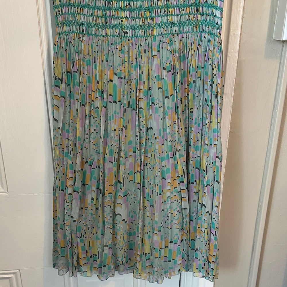 Anna Sui Colorful Smocked Sleeveless Dress - Picture 6 of 7